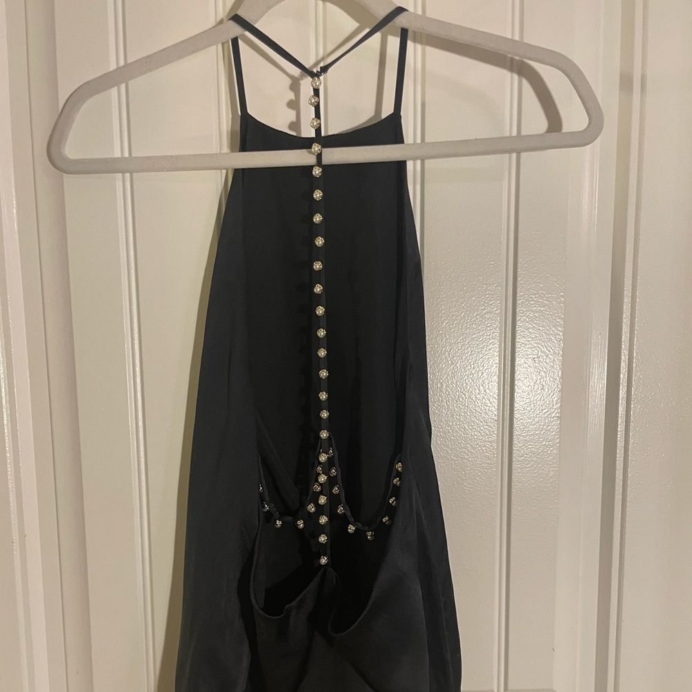 Strappy silk top with pearl detailing